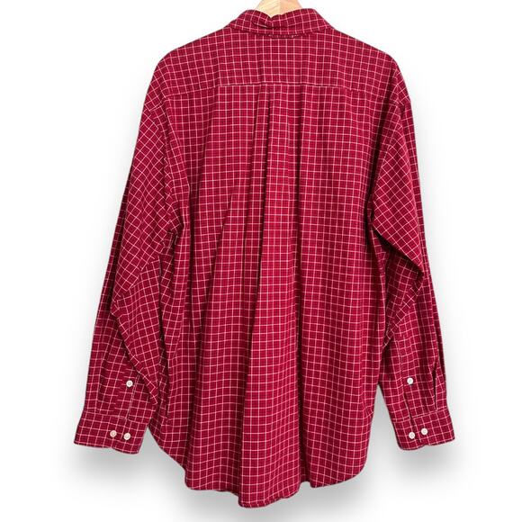 Tommy Hilfiger Red Windowpane Casual Button Down Shirt Men's Size XL - Picture 2 of 9